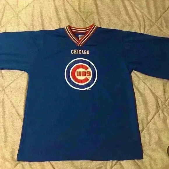 CHICAGO CUBS Vintage Promo MLB Baseball‎ Practice V Neck Size YLG 12/14 - Picture 1 of 5